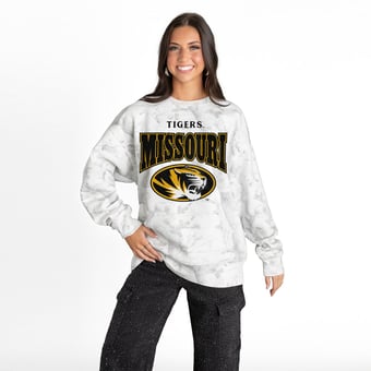 Women's Gameday Couture  Ash Missouri Tigers Rally Ready Premium Fleece Camo Sweatshirt