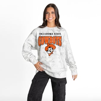 Women's Gameday Couture  Ash Oklahoma State Cowboys Rally Ready Premium Fleece Camo Sweatshirt