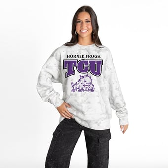 Women's Gameday Couture  Ash TCU Horned Frogs Rally Ready Premium Fleece Camo Sweatshirt