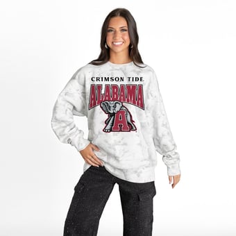 Women's Gameday Couture  Ash Alabama Crimson Tide Rally Ready Premium Fleece Camo Sweatshirt