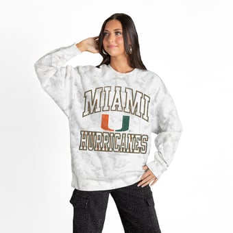 Women's Gameday Couture  Ash Miami Hurricanes Whiteout Premium Fleece Camo Sweatshirt