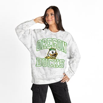 Women's Gameday Couture  Ash Oregon Ducks Whiteout Premium Fleece Camo Sweatshirt
