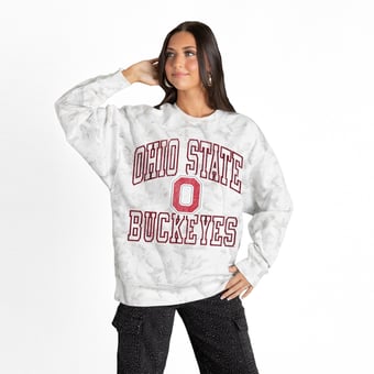 Women's Gameday Couture  Ash Ohio State Buckeyes Whiteout Premium Fleece Camo Sweatshirt
