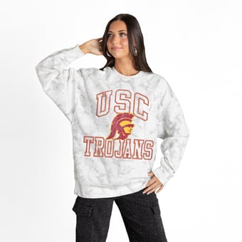 Women's Gameday Couture  Ash USC Trojans Whiteout Premium Fleece Camo Sweatshirt