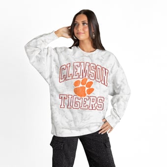 Women's Gameday Couture  Ash Clemson Tigers Whiteout Premium Fleece Camo Sweatshirt