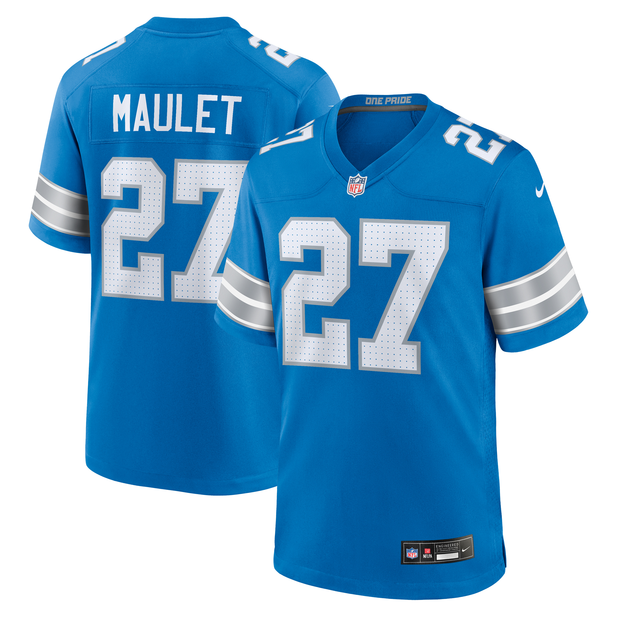 Men's Nike Arthur Maulet Blue Detroit Lions Team Game Jersey