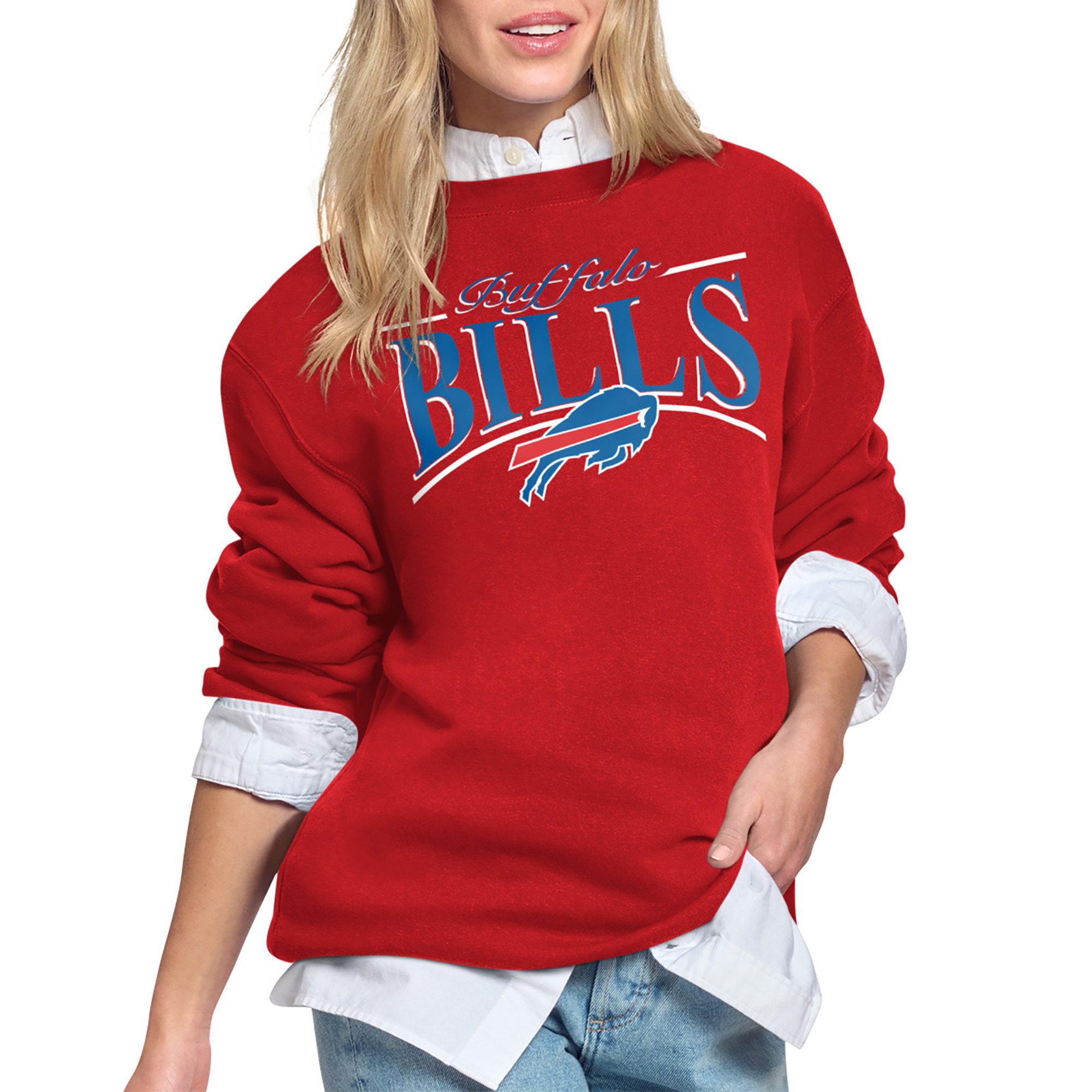 Women’s Starter Red Buffalo Bills Arch Stripe Fleece Sweatshirt Women’s Starter Red Buffalo Bills Arch Stripe Fleece Sweatshirt