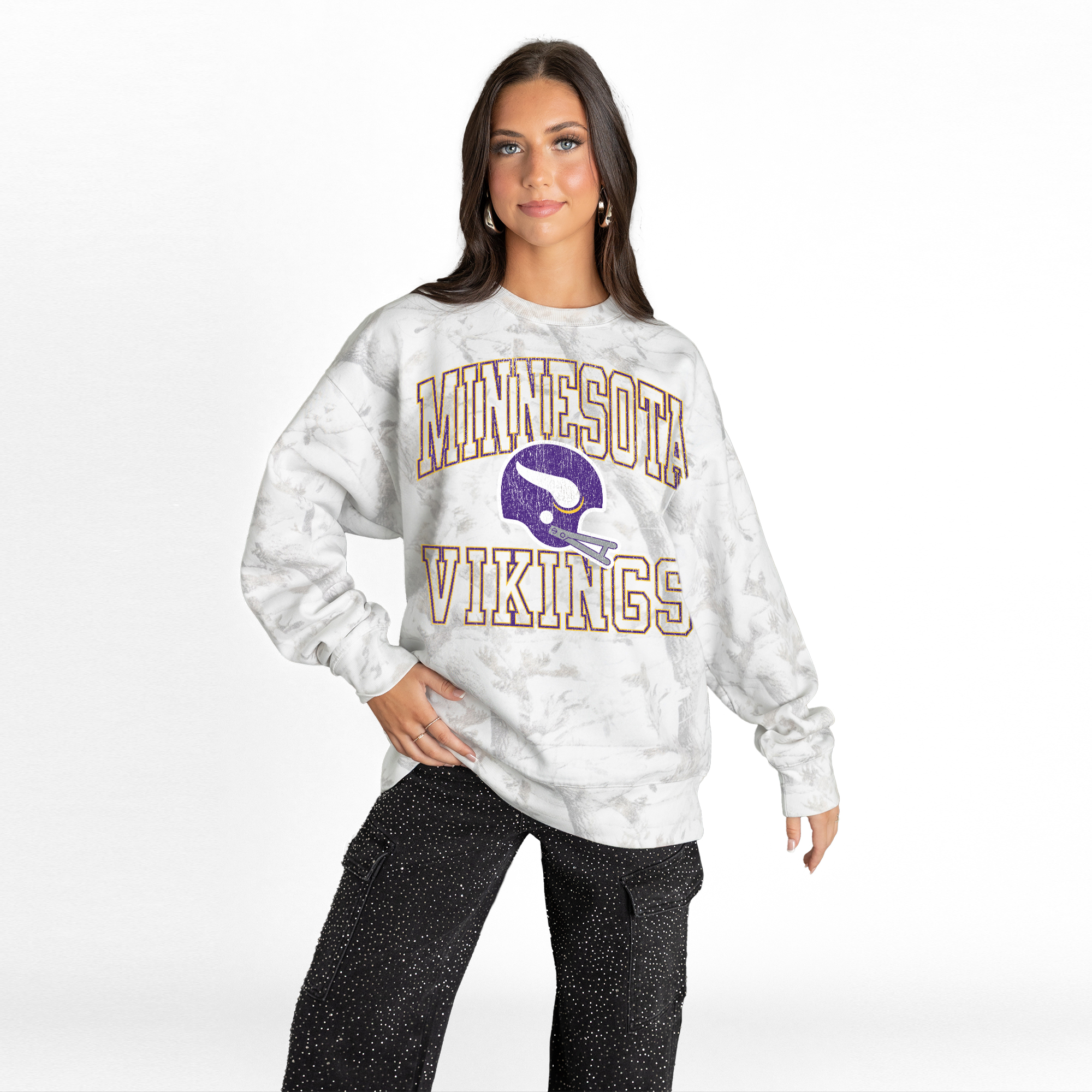Gameday Couture Women's Arctic Camo Minnesota Vikings Whiteout Oversized Premium Fleece Sweatshirt - Arctic Camo