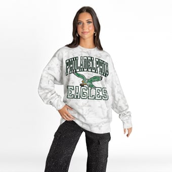 Women's Gameday Couture  Arctic Camo Philadelphia Eagles Whiteout Oversized Premium Fleece Sweatshirt
