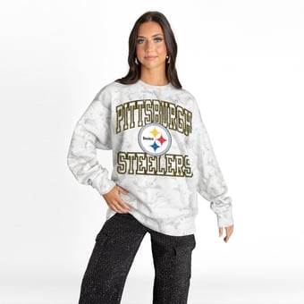 Women's Gameday Couture  Arctic Camo Pittsburgh Steelers Whiteout Oversized Premium Fleece Sweatshirt
