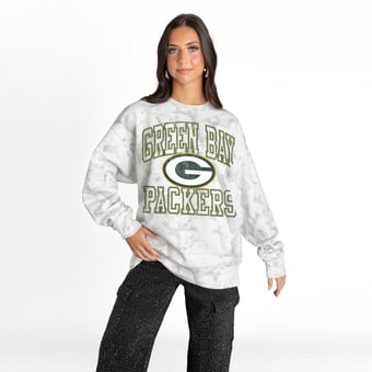 Women's Gameday Couture  Arctic Camo Green Bay Packers Whiteout Oversized Premium Fleece Sweatshirt