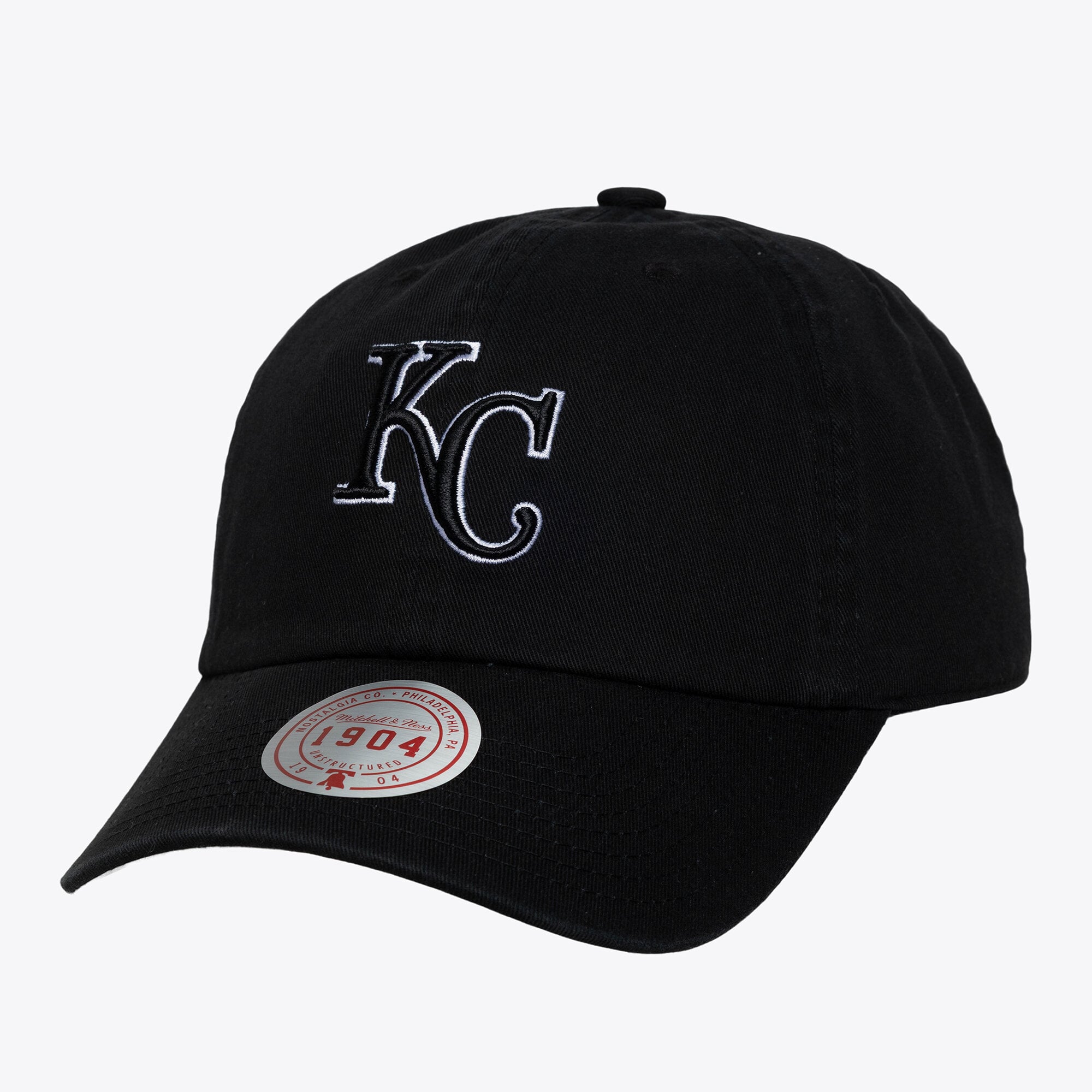 Unisex Mitchell & Ness Black & White Kansas City Royals 1904 Strapback Adjustable Hat