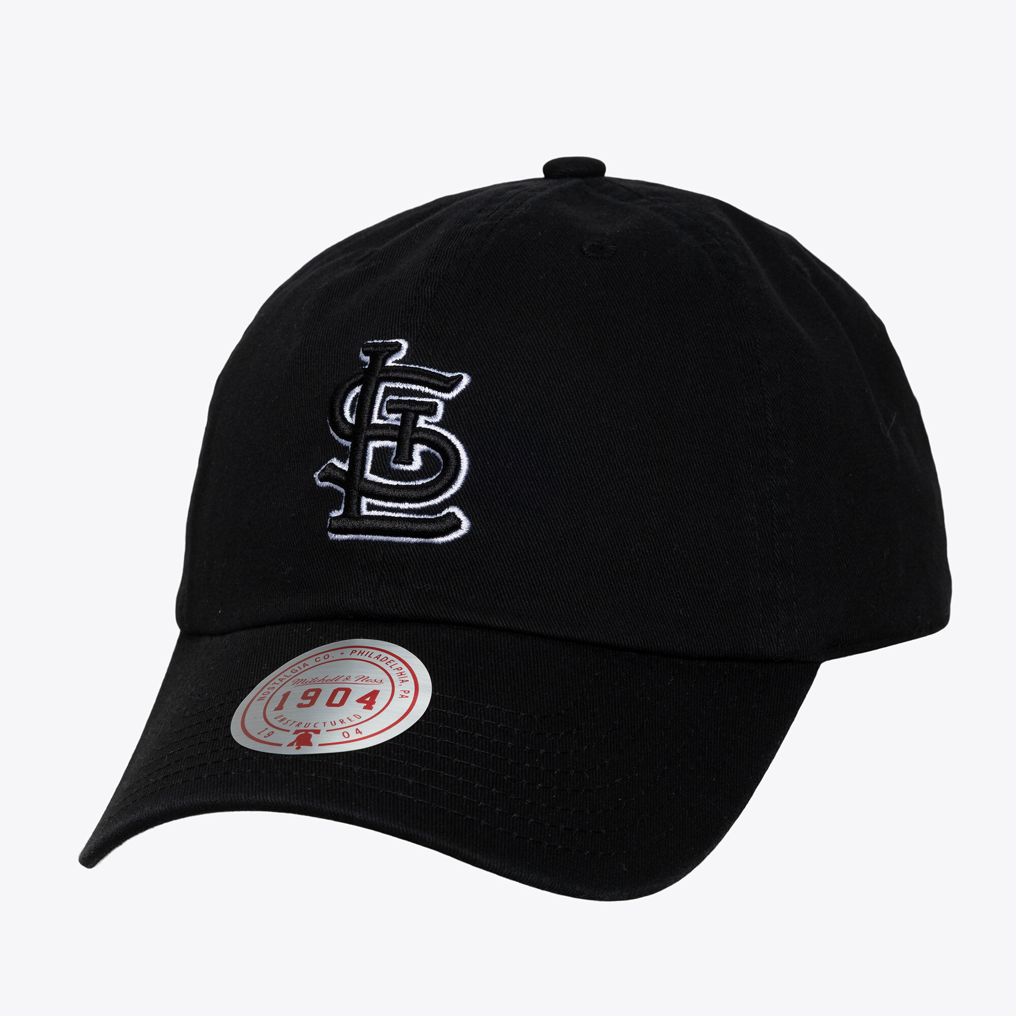 Unisex Mitchell & Ness Black & White St. Louis Cardinals 1904 Strapback Adjustable Hat