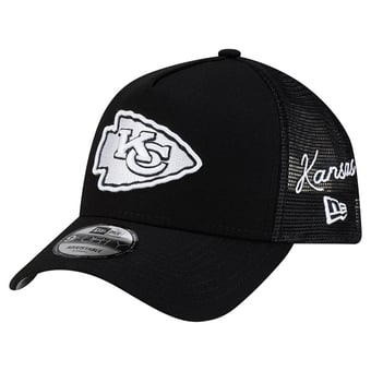 Men's New Era Black Kansas City Chiefs City Script 9FORTY A-Frame Adjustable Hat