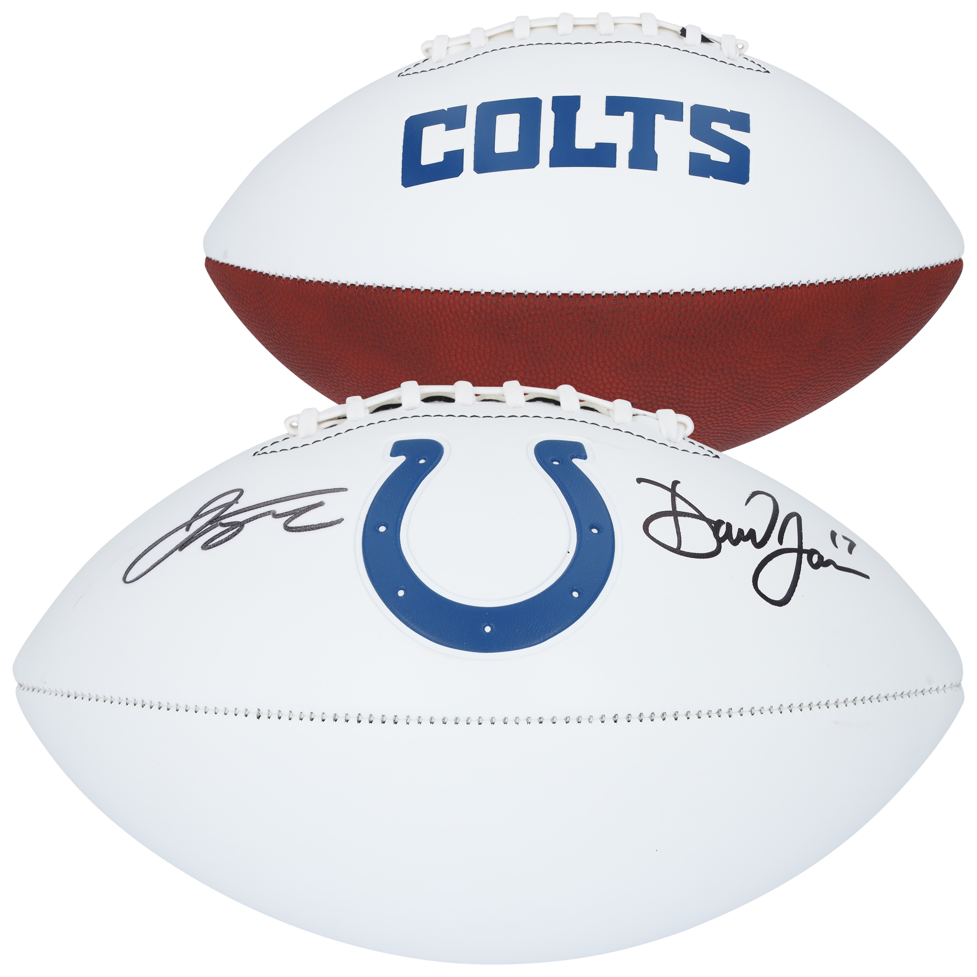 Jonathan Taylor & Daniel Jones Indianapolis Colts Autographed Franklin White Panel Football