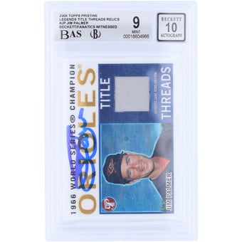 Jim Palmer Baltimore Orioles Autographed 2005 Topps Pristine Legends Title Threads GU Relic #TT-JP Beckett Fanatics Witnessed Authenticated 9/10 Card