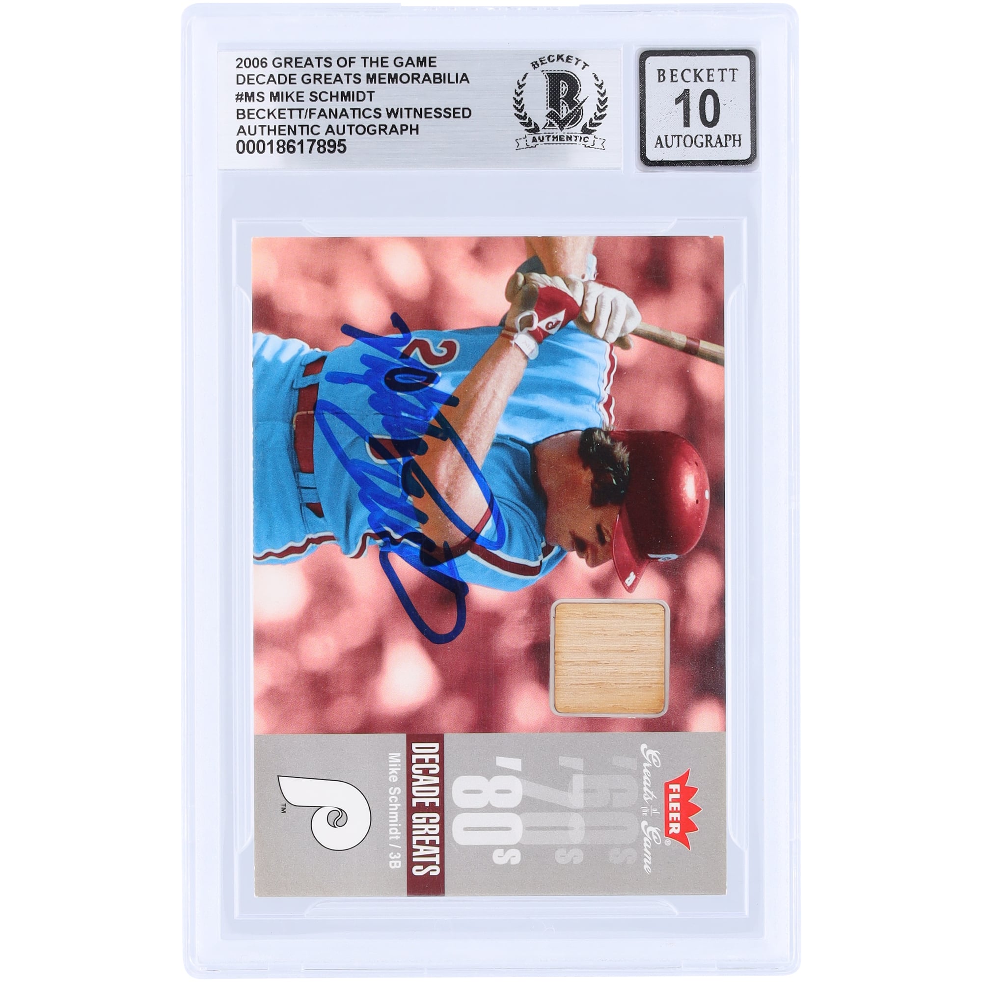Mike Schmidt Philadelphia Phillies Autographed 2006 Fleer Greats of the Game GU Relic #DEC-MS Beckett Fanatics Witnessed Authenticated 10 Card