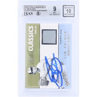 Jim Palmer Baltimore Orioles Autographed 2004 Fleer Skybox Autographics Auto Classics GU Relic #AM-JP #/350 Beckett Fanatics Witnessed Authenticated 9/10 Card