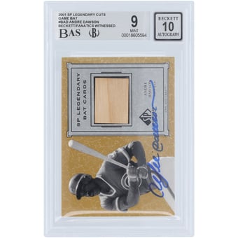 Andre Dawson Chicago Cubs Autographed 2001 Upper Deck SP Legendary Cuts Bat Cards Relic #B-AD Beckett Fanatics Witnessed Authenticated 9/10 Card