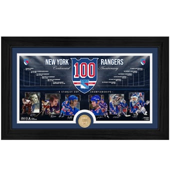 "Highland Mint New York Rangers 12"" x 20"" Centennial Bronze Coin Timeline Photo Mint"