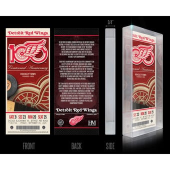 Highland Mint Detroit Red Wings Centennial 3D Acrylic Block Art