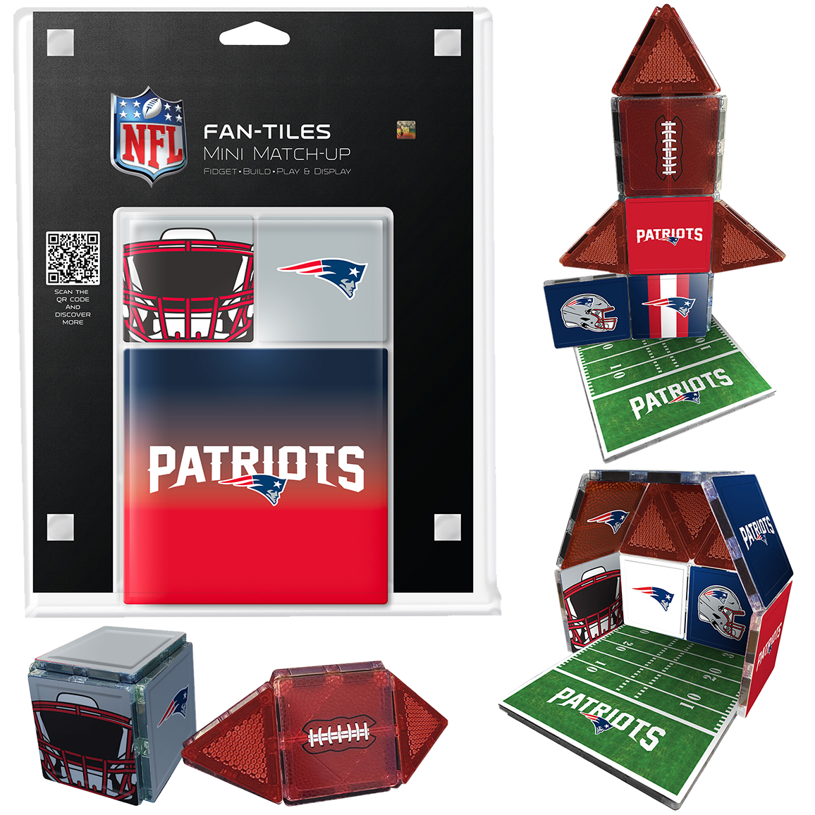 New England Patriots 17-Piece Fan Tile Set