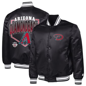 Men's Starter  Black Arizona Diamondbacks Home Plate Printed Graphic Satin Full-Snap Varsity Jacket
