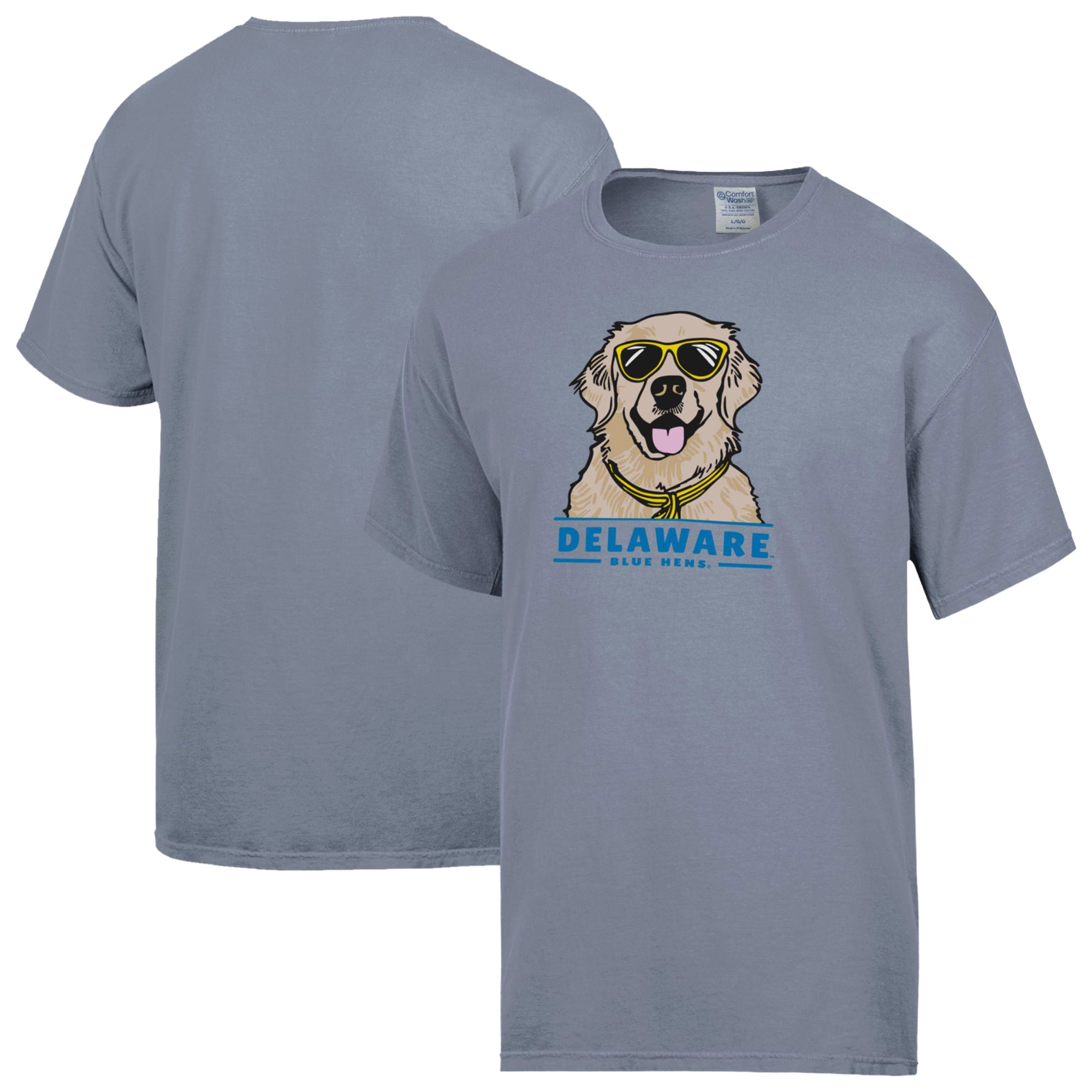 Men's ComfortWash Gray Delaware Fightin' Blue Hens Dog T-Shirt