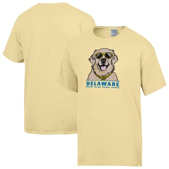 Men's ComfortWash Yellow Delaware Fightin' Blue Hens Dog T-Shirt
