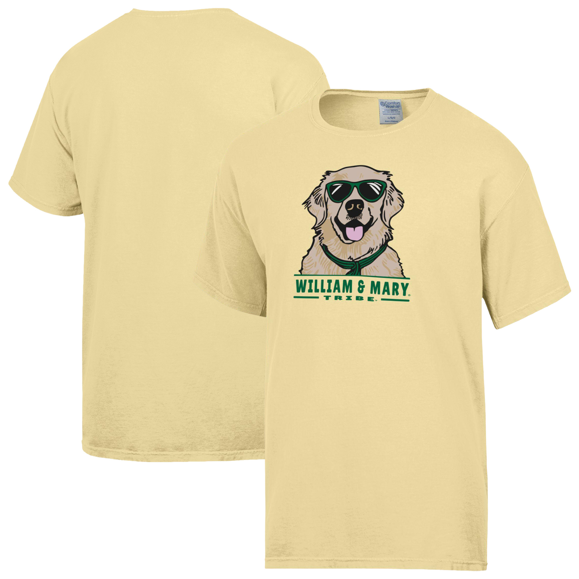 Men's ComfortWash Yellow William & Mary Tribe Dog T-Shirt