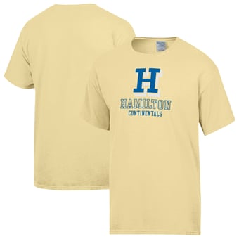 Men's ComfortWash Yellow Hamilton Continentals Logo Over Stacked T-Shirt