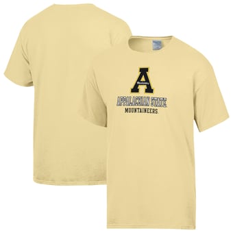 Men's ComfortWash Yellow Appalachian State Mountaineers Logo Over Stacked T-Shirt