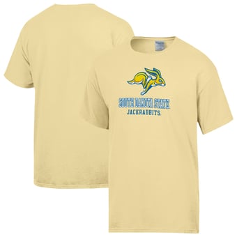 Men's ComfortWash Yellow South Dakota State Jackrabbits Logo Over Stacked T-Shirt