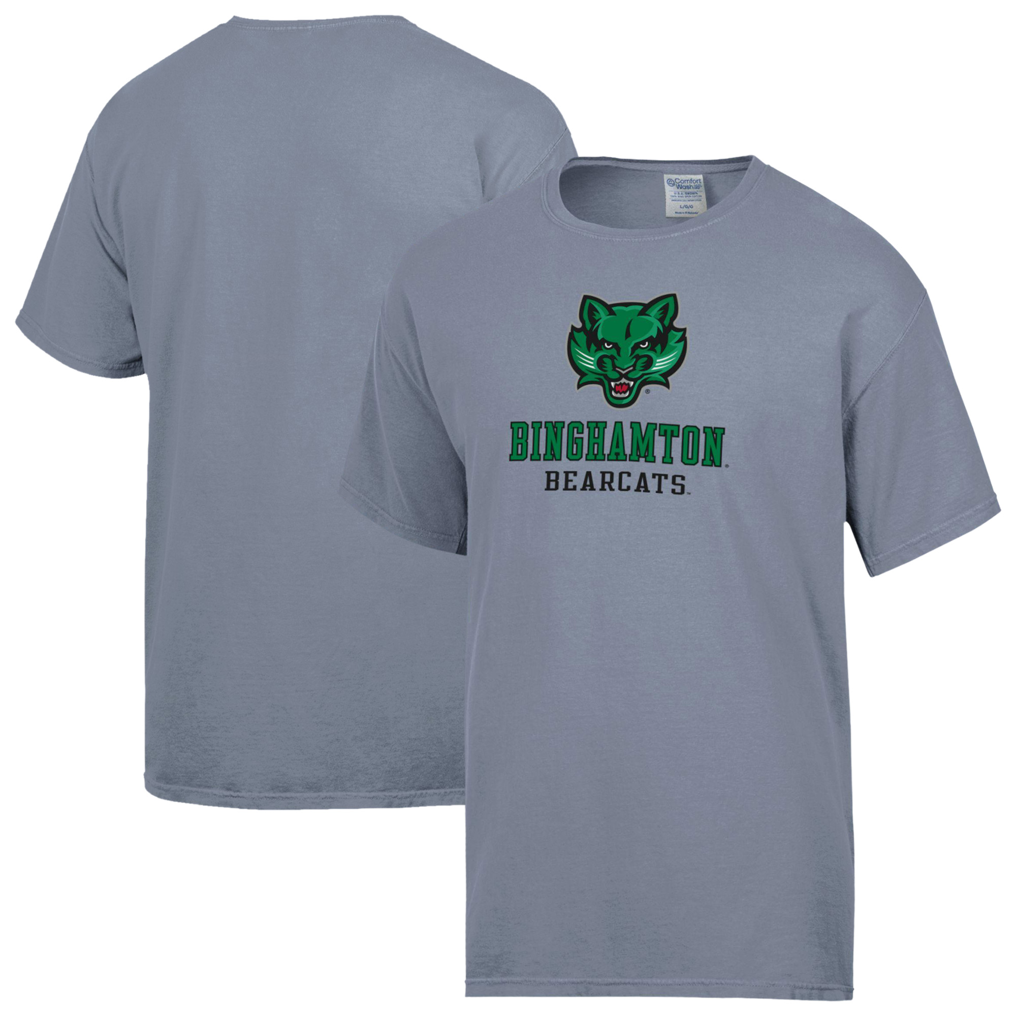 Men’s ComfortWash Gray Binghamton Bearcats Logo Over Stacked T-Shirt Men’s ComfortWash Gray Binghamton Bearcats Logo Over Stacked T-Shirt