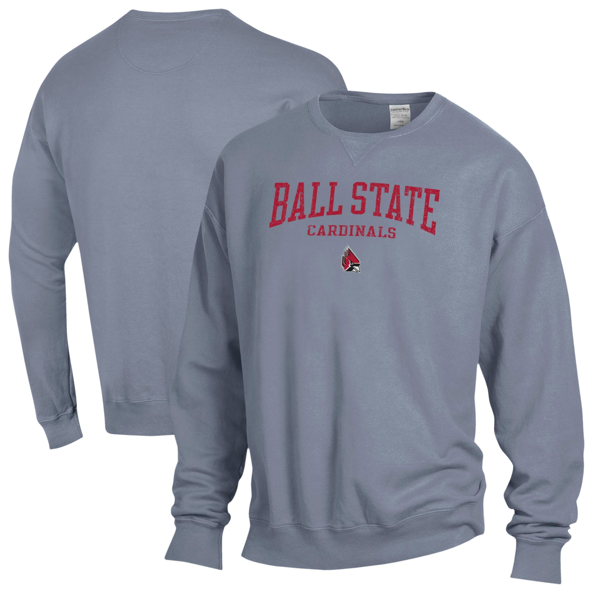 Men's ComfortWash  Gray Ball State Cardinals Fleece Sweatshirt