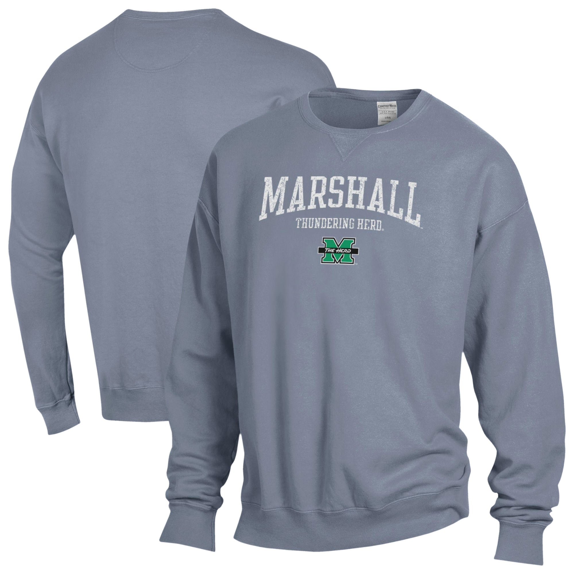 Men's ComfortWash  Gray Marshall Thundering Herd Fleece Sweatshirt