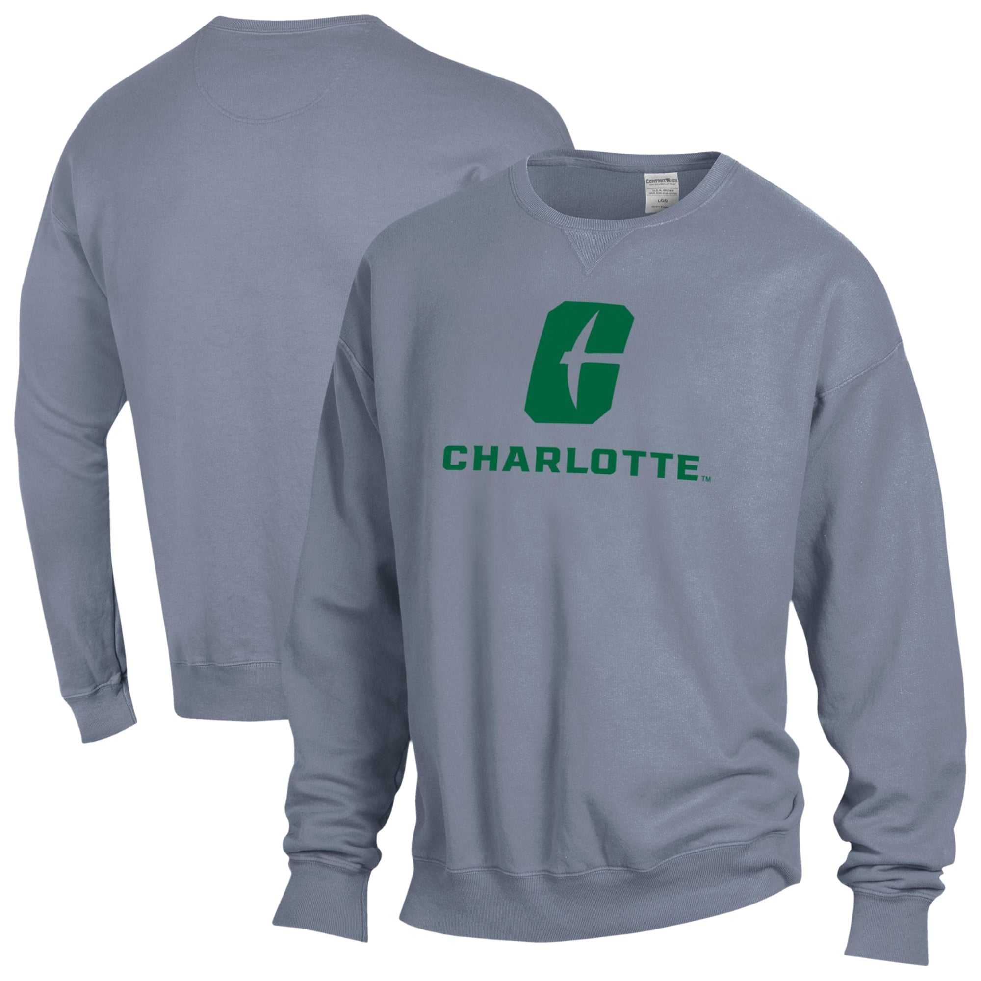 Men's ComfortWash  Gray Charlotte 49ers Fleece Sweatshirt
