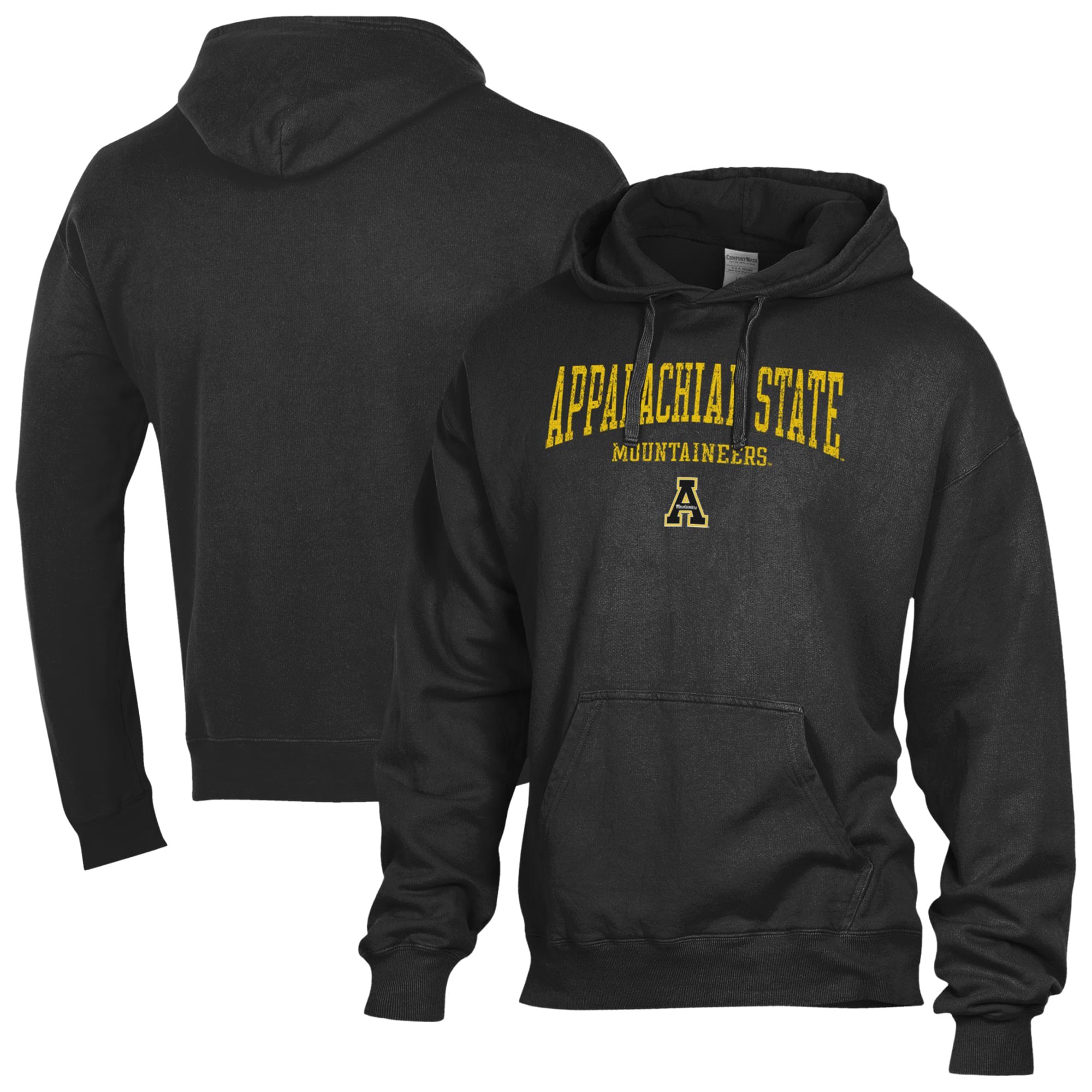 Men's ComfortWash  Black Appalachian State Mountaineers Fleece Hoodie