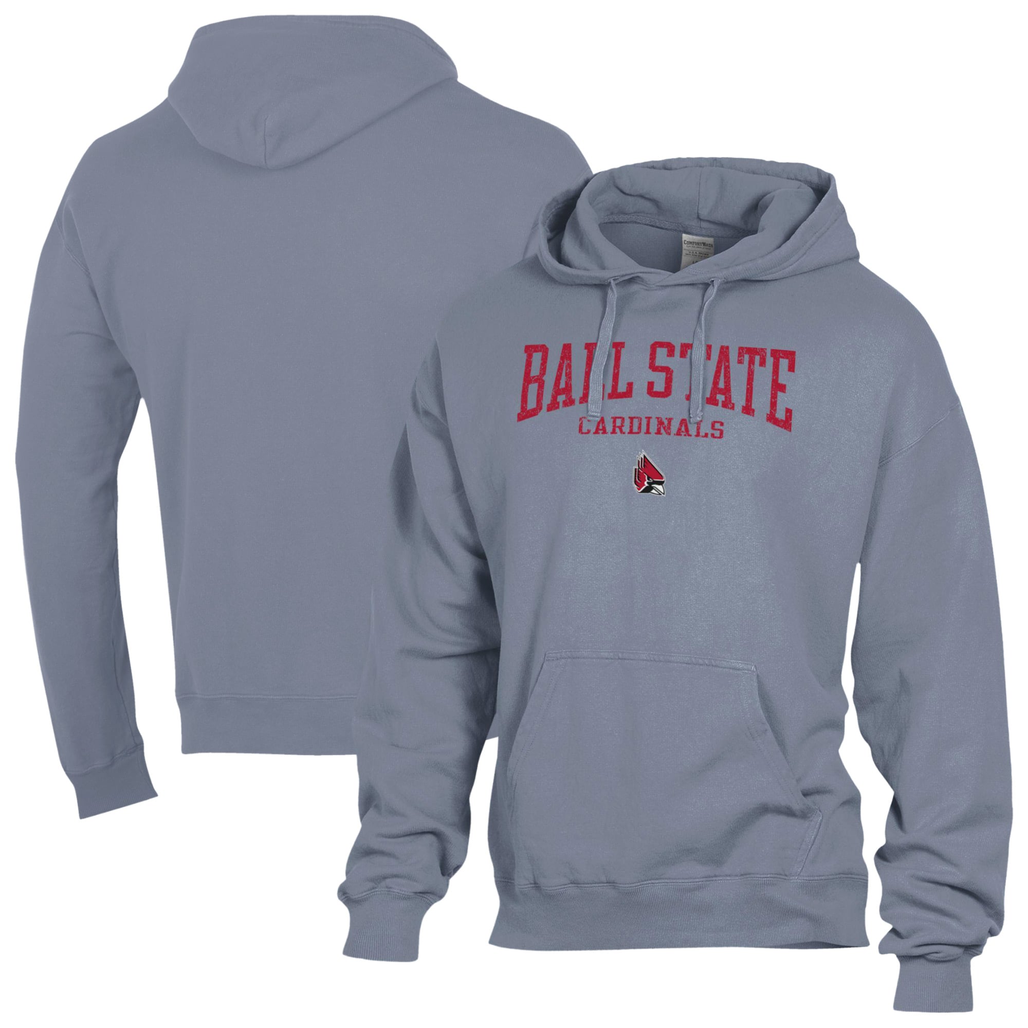 Men's ComfortWash  Gray Ball State Cardinals Fleece Hoodie