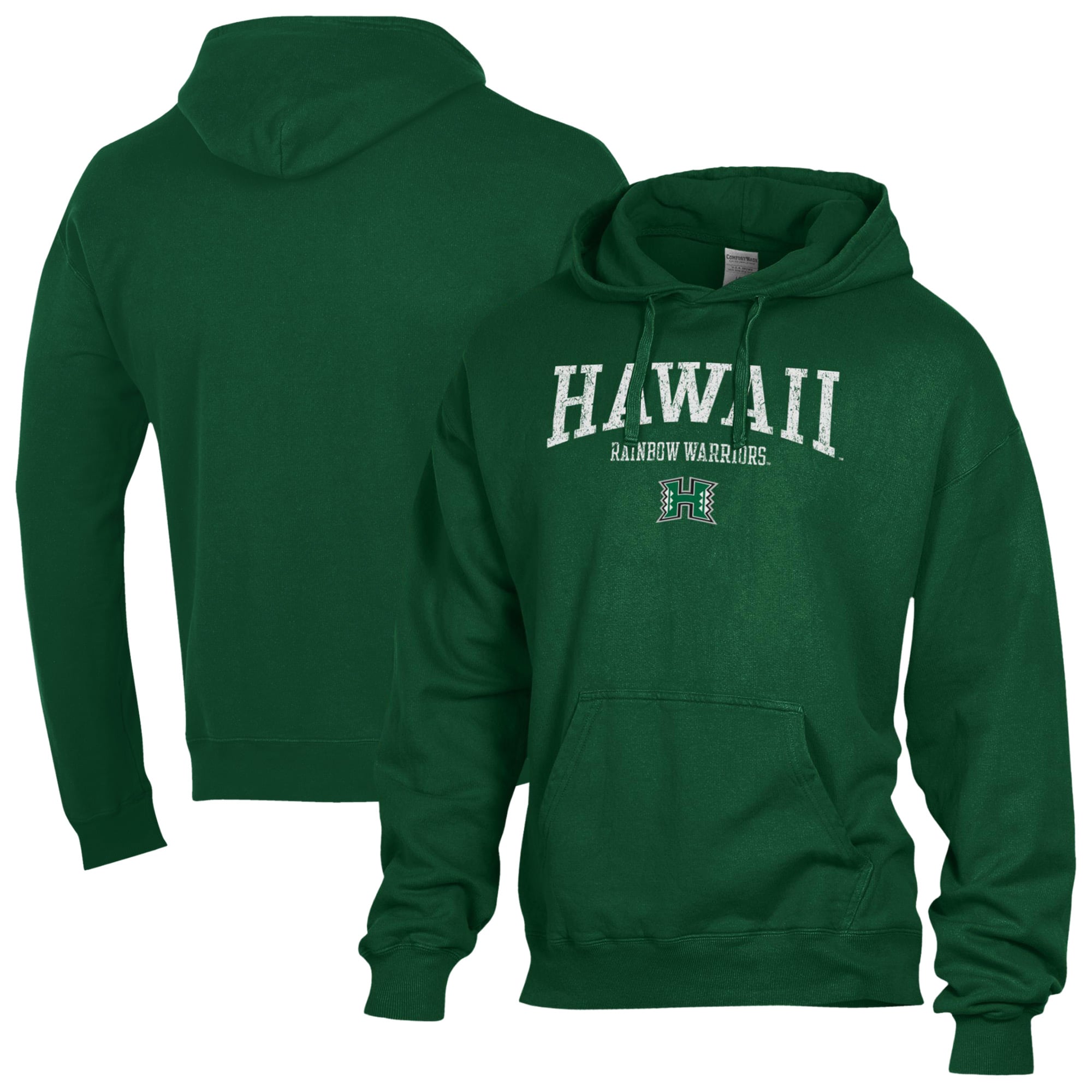 Men's ComfortWash  Green Hawaii Rainbow Warriors Fleece Hoodie