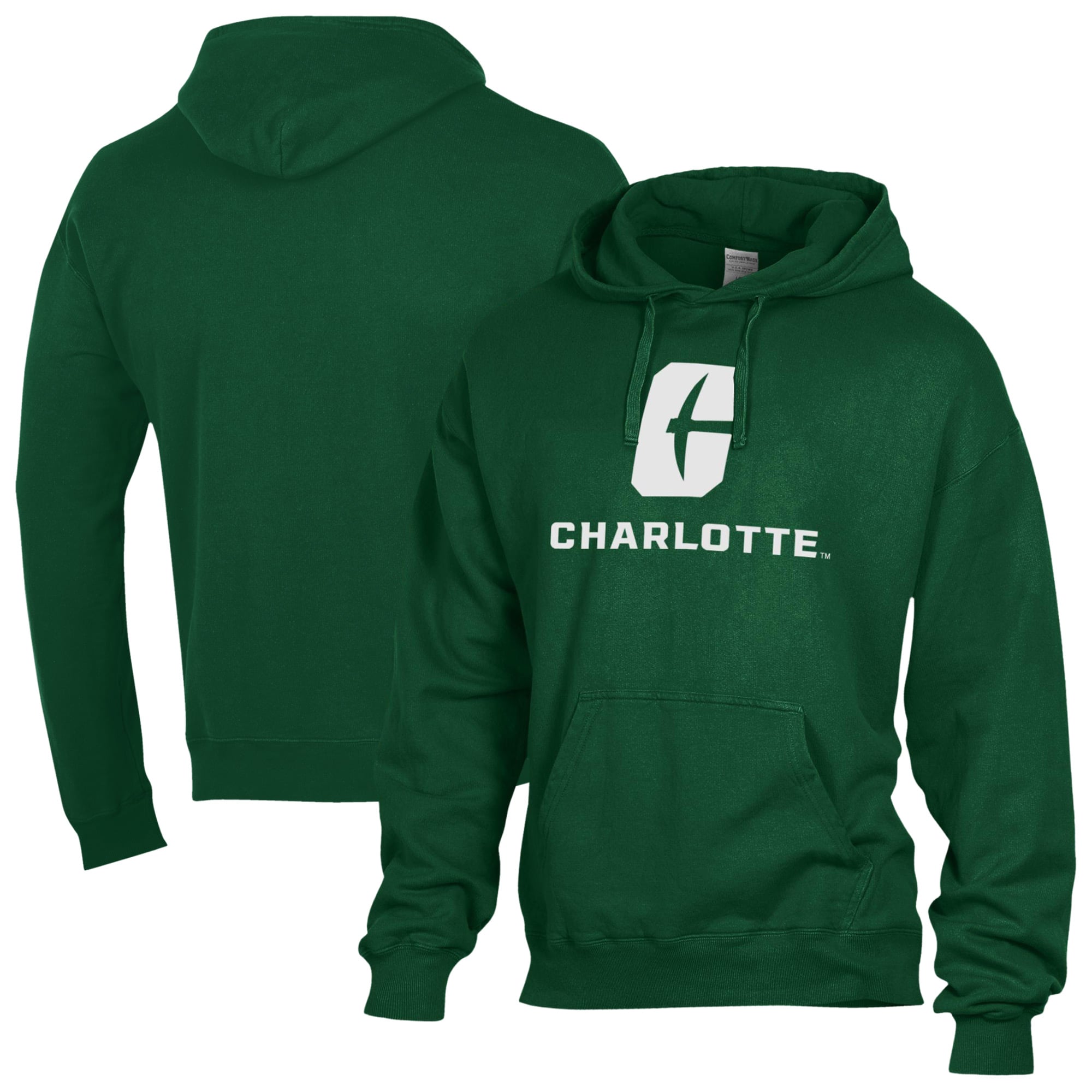 Men's ComfortWash  Green Charlotte 49ers Fleece Hoodie