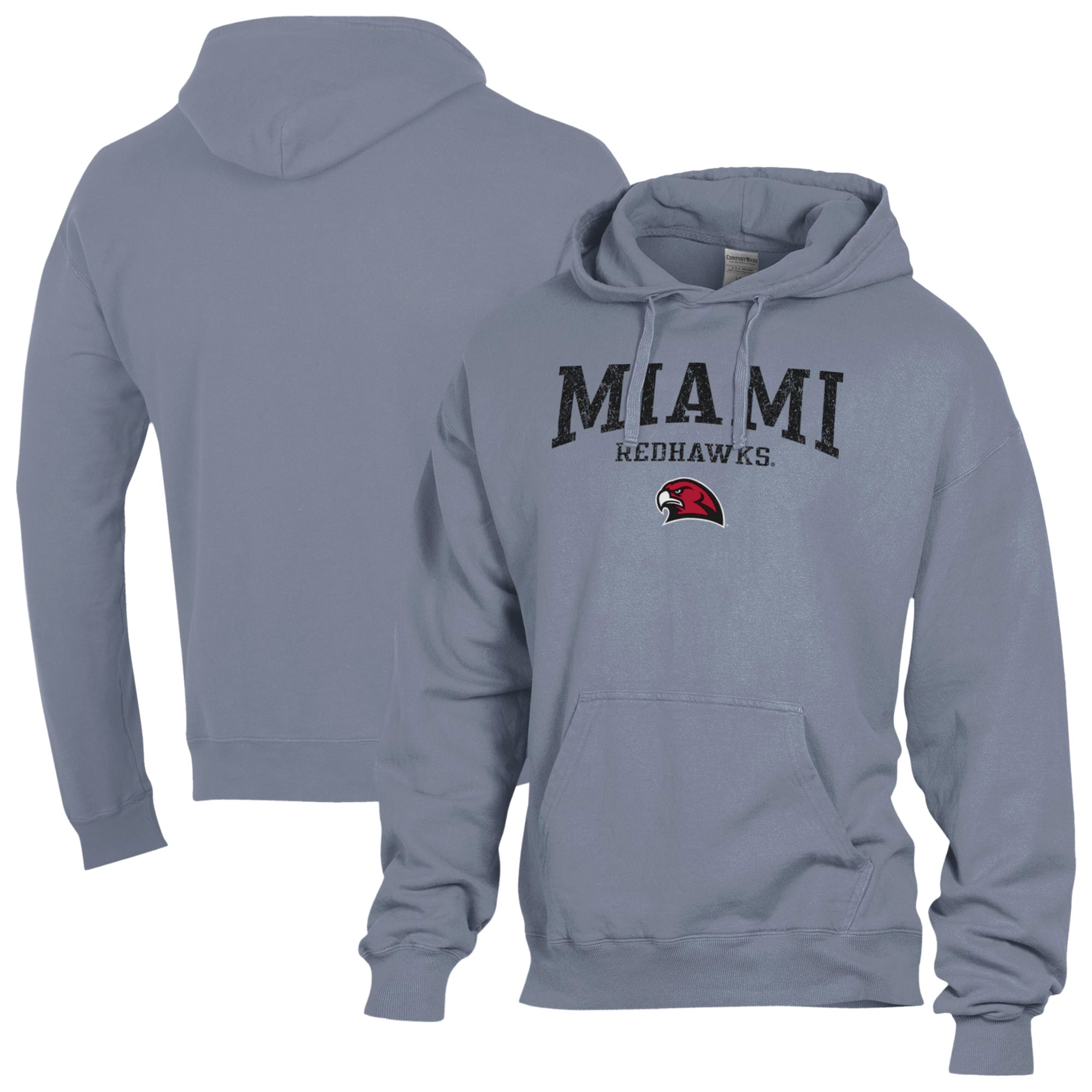 Men's ComfortWash  Gray Miami University RedHawks Fleece Hoodie