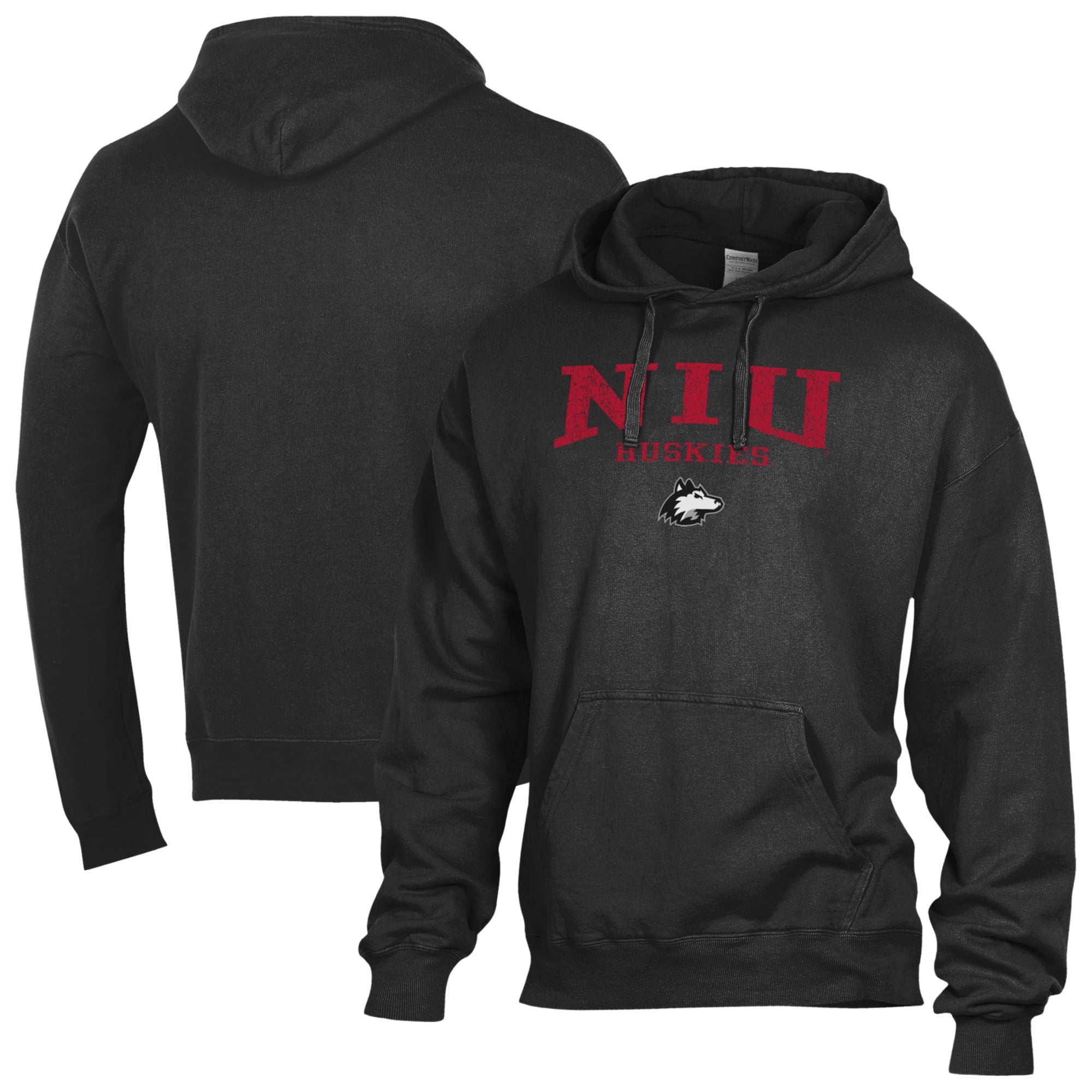 Men's ComfortWash  Black Northern Illinois Huskies Fleece Hoodie