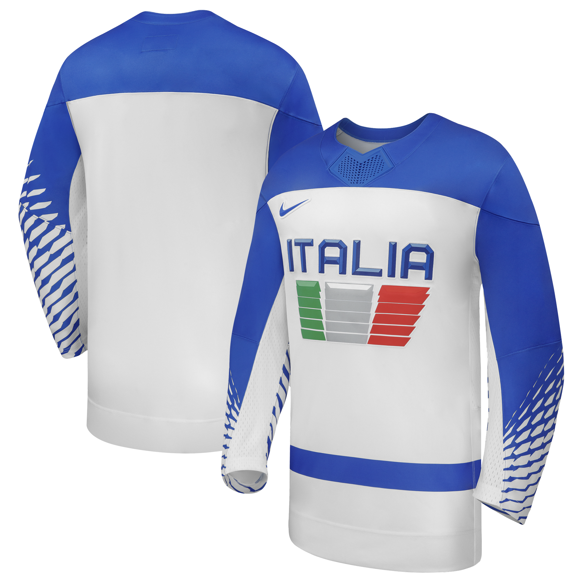 Men's Nike  Italy Hockey White 2026 Away Replica Jersey