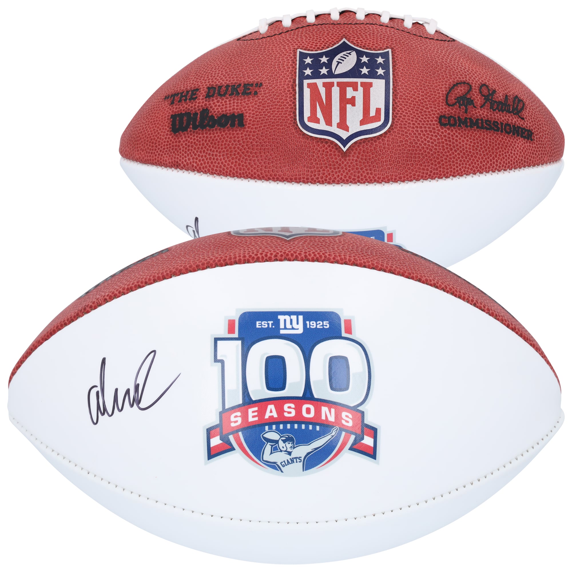 Abdul Carter New York Giants Autographed Wilson 100th Season White Panel Football