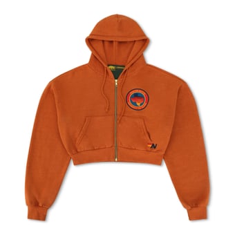 Women's Aviator Nation  Texas Orange Texas Longhorns Cropped Tri-Blend Full-Zip Hoodie