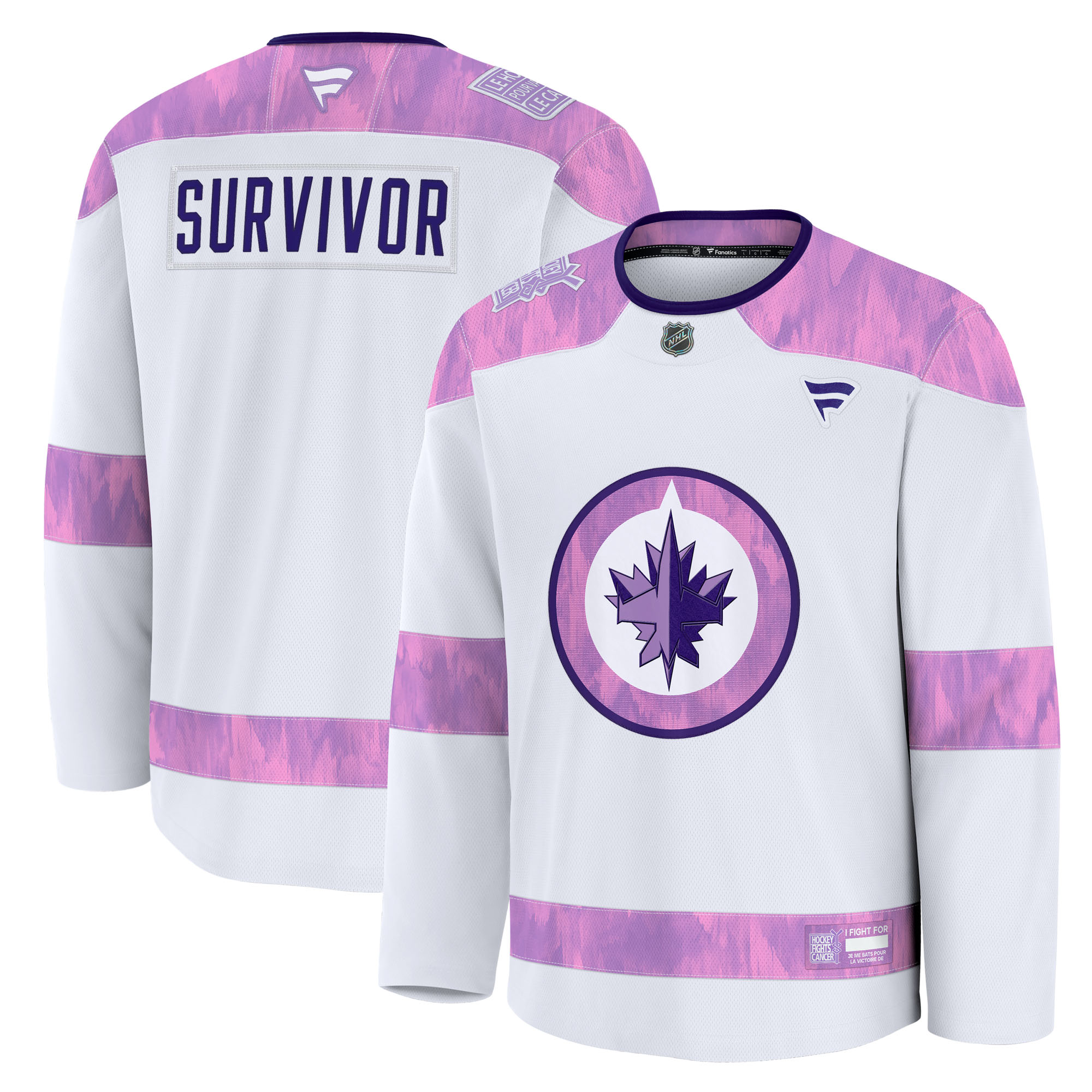Men’s Fanatics White Winnipeg Jets Hockey Fights Cancer Survivor Practice Jersey Men’s Fanatics White Winnipeg Jets Hockey Fights Cancer Survivor Practice Jersey