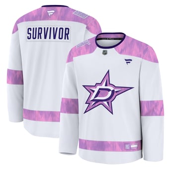 Men's Fanatics White Dallas Stars Hockey Fights Cancer Survivor Practice Jersey