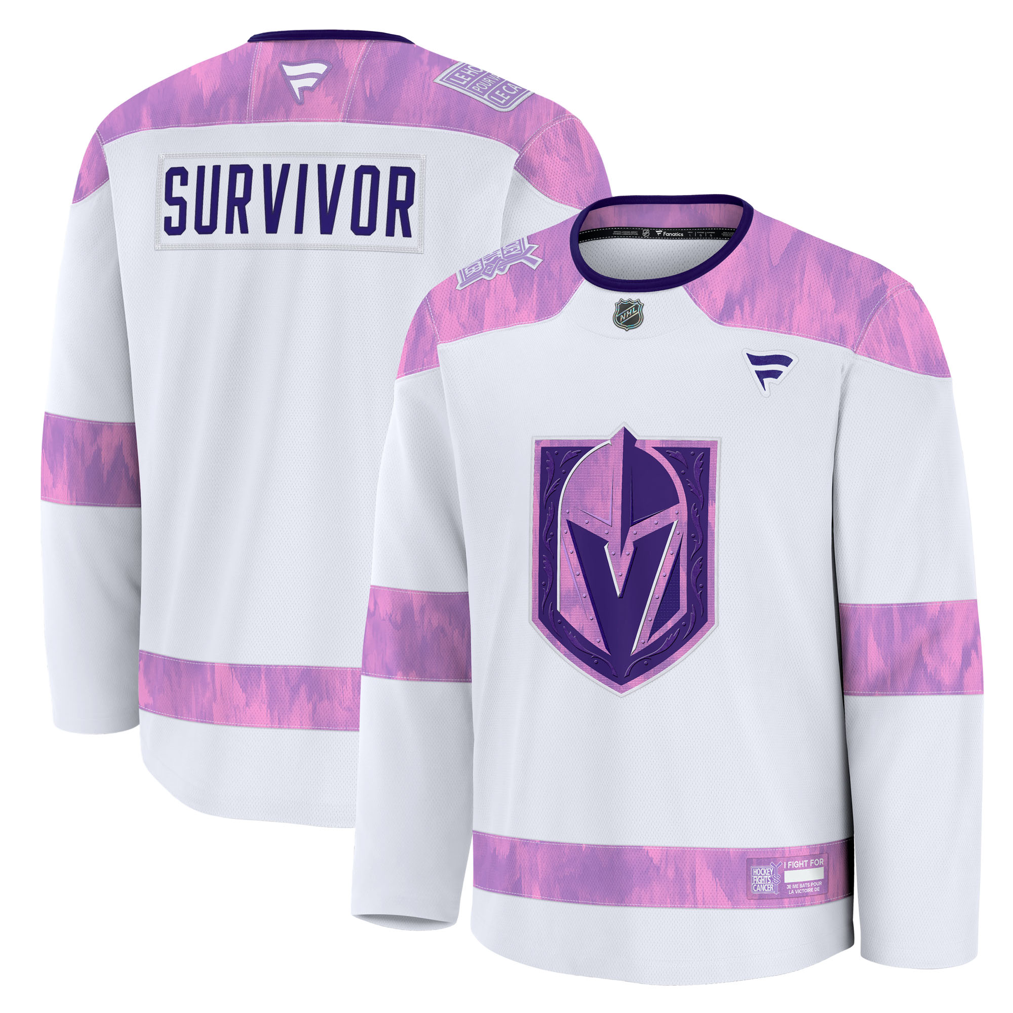 Men’s Fanatics White Vegas Golden Knights Hockey Fights Cancer Survivor Practice Jersey Men’s Fanatics White Vegas Golden Knights Hockey Fights Cancer Survivor Practice Jersey