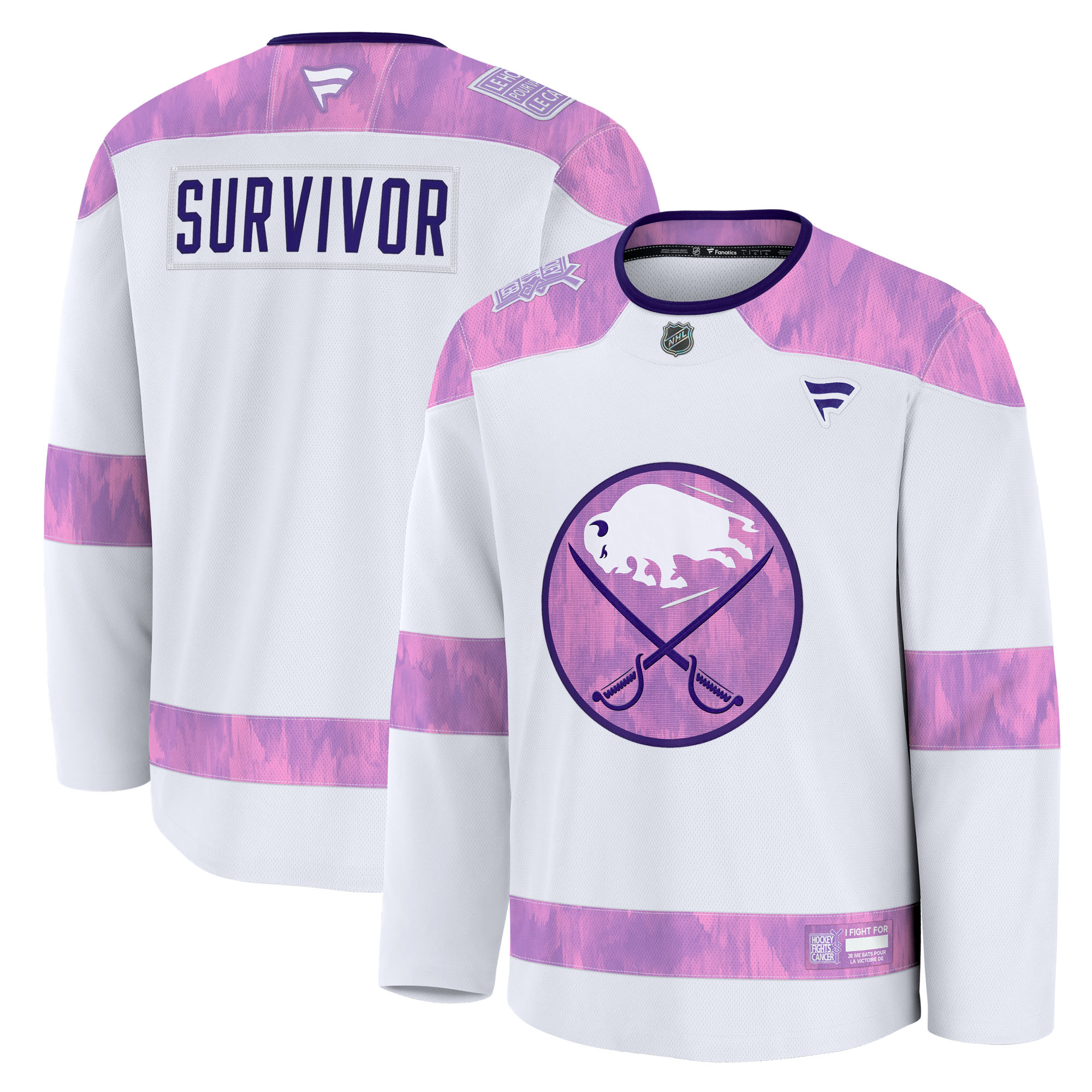 Men’s Fanatics White Buffalo Sabres Hockey Fights Cancer Survivor Practice Jersey Men’s Fanatics White Buffalo Sabres Hockey Fights Cancer Survivor Practice Jersey